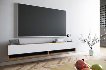 Tv-bänk Calrin 180 cm 2 Hyllor - Vit/Natur - Möbler - TV- & Mediamöbler - TV bänk & mediabänk