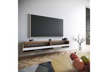 Tv-bänk Calrin 180 cm 2 Hyllor - Vit/Natur - Möbler - TV- & Mediam�öbler - TV bänk & mediabänk
