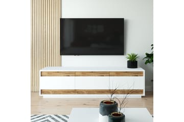 Tv-bänk Calrin 180 cm 3 Skåp - Vit/Natur - Möbler - TV- & Mediamöbler - TV bänk & mediabänk