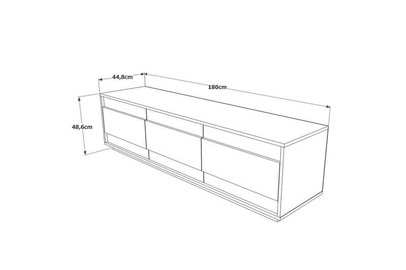 Tv-bänk Calrin 180 cm 3 Skåp - Vit/Natur - Möbler - TV- & Mediamöbler - TV bänk & mediabänk