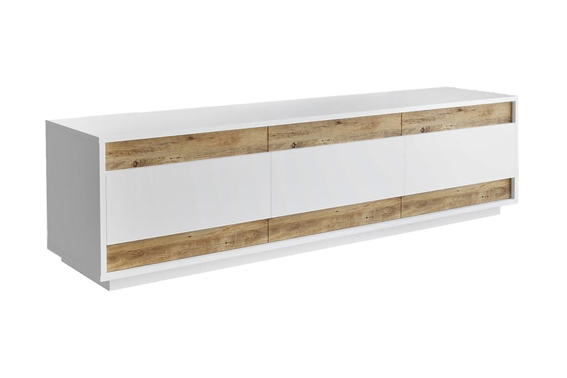 Tv-bänk Calrin 180 cm 3 Skåp - Vit/Natur - Möbler - TV- & Mediamöbler - TV bänk & mediabänk