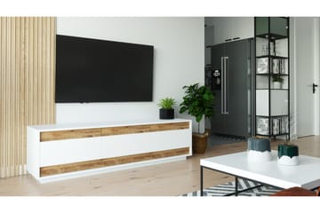 Tv-bänk Calrin 180 cm 3 Skåp - Vit/Natur - Möbler - TV- & Mediamöbler - TV bänk & mediabänk