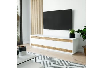 Tv-bänk Calrin 180 cm 3 Skåp - Vit/Natur - Möbler - TV- & Mediamöbler - TV bänk & mediabänk