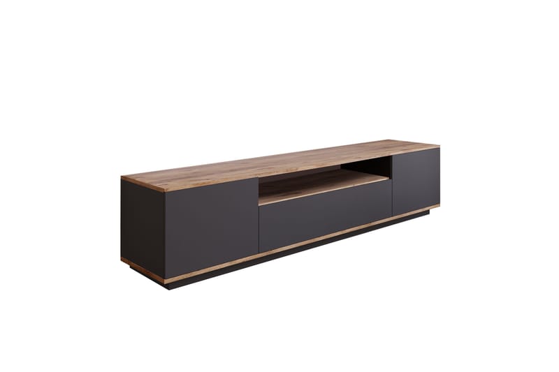 Tv-bänk Calrin 180 cm med Hylla - Antracit/Natur - Möbler - TV- & Mediamöbler - TV bänk & mediabänk