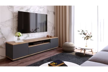 Tv-bänk Calrin 180 cm med Hylla - Antracit/Natur - Möbler - TV- & Mediamöbler - TV bänk & mediabänk