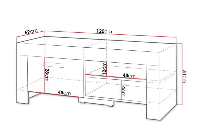 TV-bänk Cezar 120x52x51 cm - Beige/Grå - Möbler - TV- & Mediamöbler - TV bänk & mediabänk