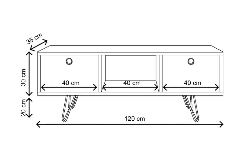 Tv-bänk Ciera 120 cm - Vit - TV bänk & mediabänk