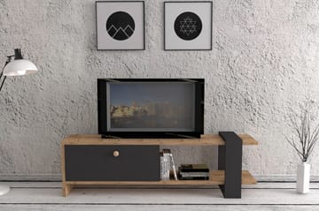 TV-Bänk Cierpial 120 cm - Valnöt|Grå - Möbler - TV- & Mediamöbler - TV bänk & mediabänk