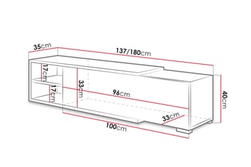TV-bänk Cliff 180 cm - Vit - Möbler - TV- & Mediamöbler - TV bänk & mediabänk