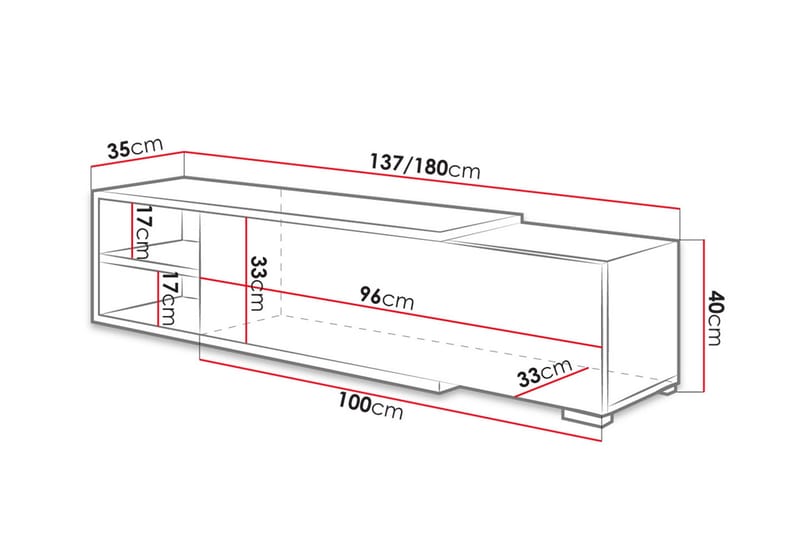 TV-bänk Cliff 180 cm - Vit - Möbler - TV- & Mediamöbler - TV bänk & mediabänk