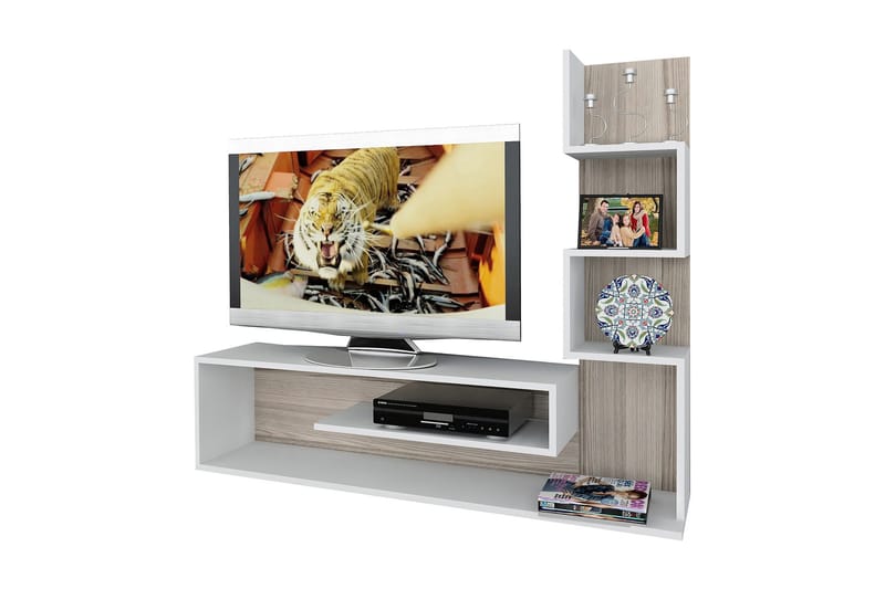 Tv-bänk Clora 149 cm Labyrint - Vit - TV bänk & mediabänk