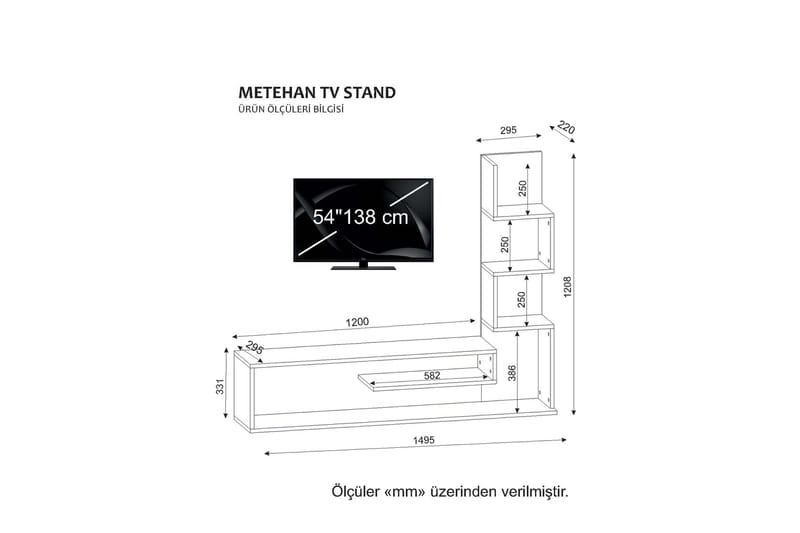 Tv-bänk Clora 149 cm Labyrint - Vit - TV bänk & mediabänk