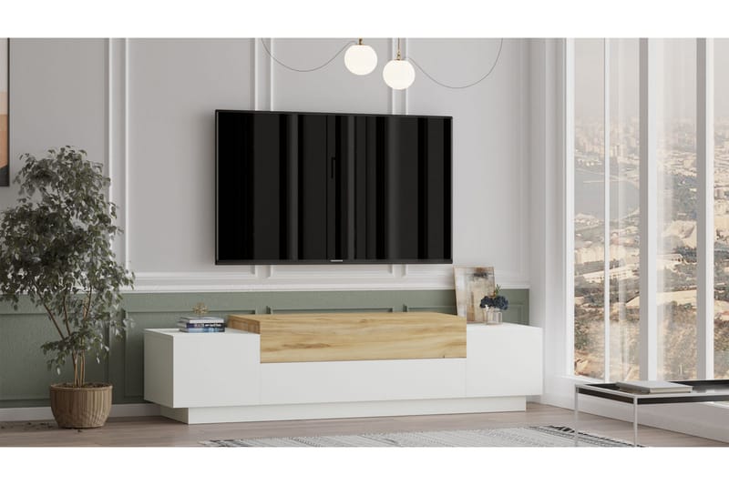 Tv-bänk Collendorn 160 cm - Natur/Vit - TV bänk & mediabänk