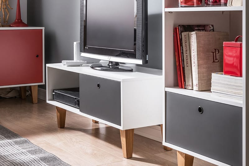 TV-bänk Concept Vit/Natur - Vit/Mörkgrå/Trä/natur - Möbler - TV- & Mediamöbler - TV bänk & mediabänk