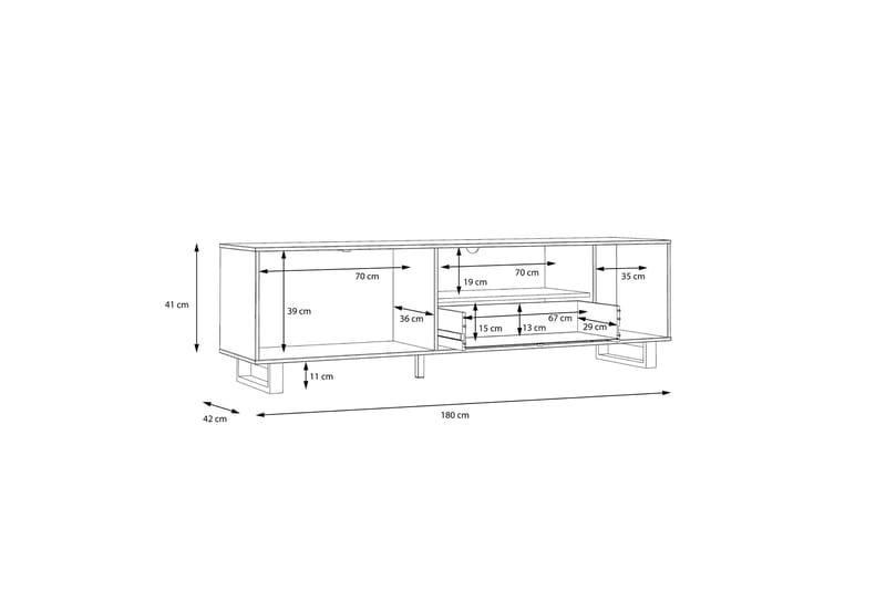 Tv-bänk Coppin 180 cm - Brun/Svart - Möbler - TV- & Mediamöbler - TV bänk & mediabänk