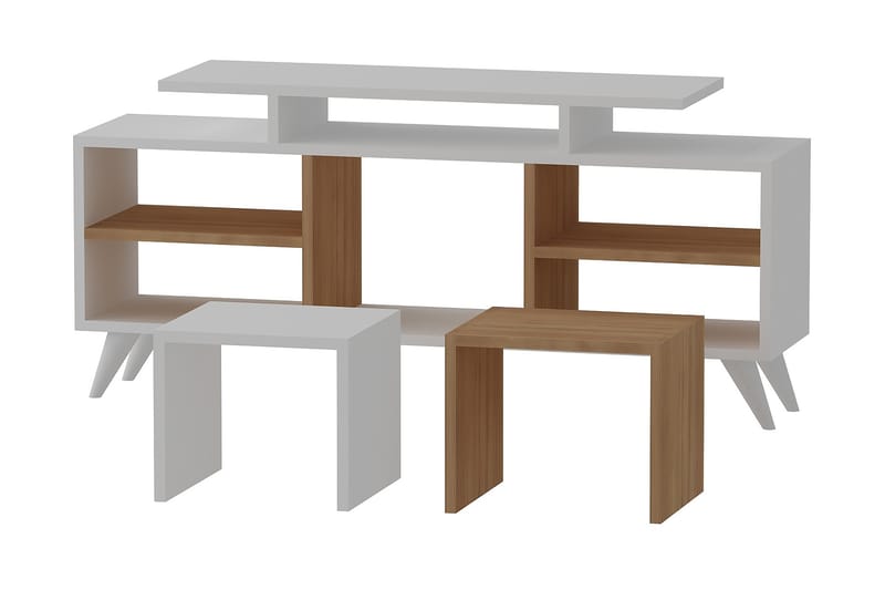Tv-bänk Crebb 120 cm - Vit|Teak - Möbler - TV- & Mediamöbler - TV bänk & mediabänk