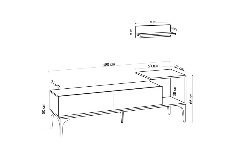 Tv-bänk Cucuy 180 cm - Natur/Vit - Möbler - TV- & Mediamöbler - TV bänk & mediabänk