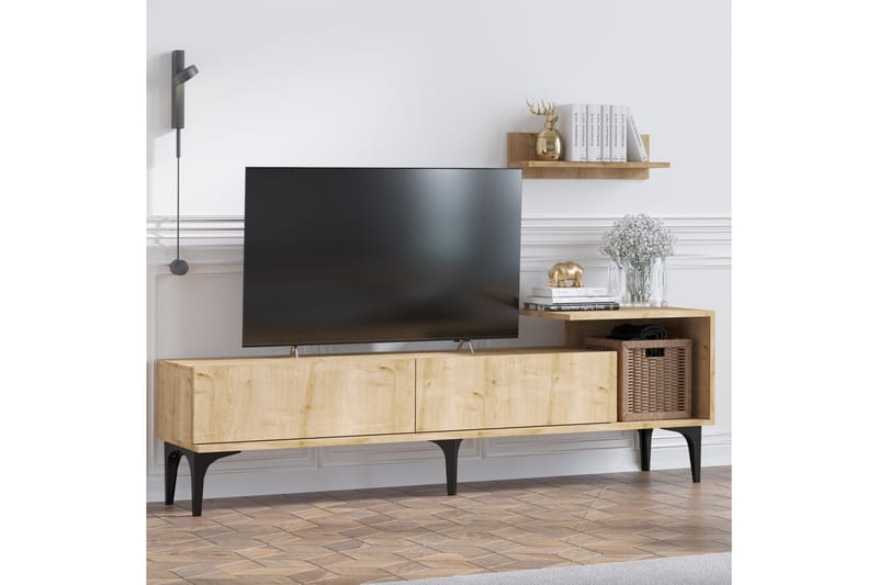Tv-bänk Cucuy 180 cm - Natur/Vit - Möbler - TV- & Mediamöbler - TV bänk & mediabänk