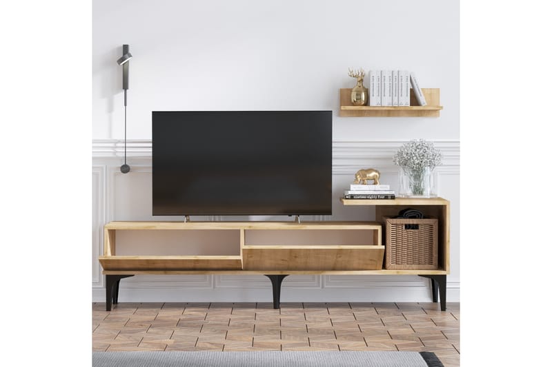 Tv-bänk Cucuy 180 cm - Natur/Vit - Möbler - TV- & Mediamöbler - TV bänk & mediabänk