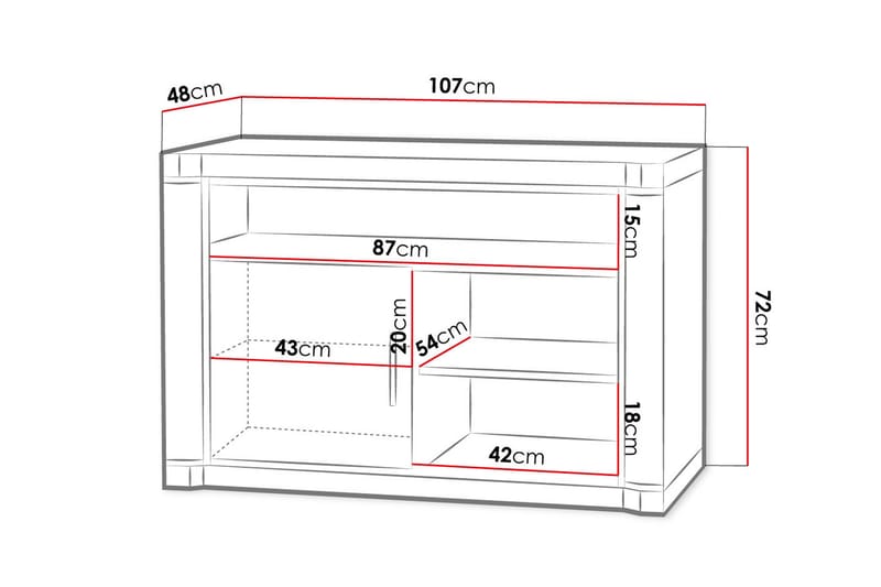 TV-bänk Dallas 107x48x72 cm - Beige/Grå - Möbler - TV- & Mediamöbler - TV bänk & mediabänk