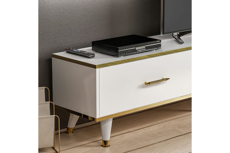 Tv-bänk Demeden 180 cm - Vit/Natur - Möbler - TV- & Mediamöbler - TV bänk & mediabänk