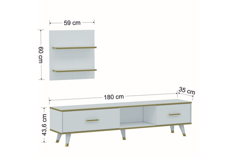 Tv-bänk Demeden 180 cm - Vit/Natur - Möbler - TV- & Mediamöbler - TV bänk & mediabänk