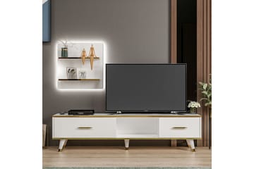 Tv-bänk Demeden 180 cm - Vit/Natur - Möbler - TV- & Mediamöbler - TV bänk & mediabänk