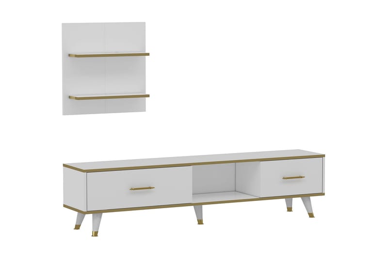 Tv-bänk Demeden 180 cm - Vit/Natur - Möbler - TV- & Mediamöbler - TV bänk & mediabänk