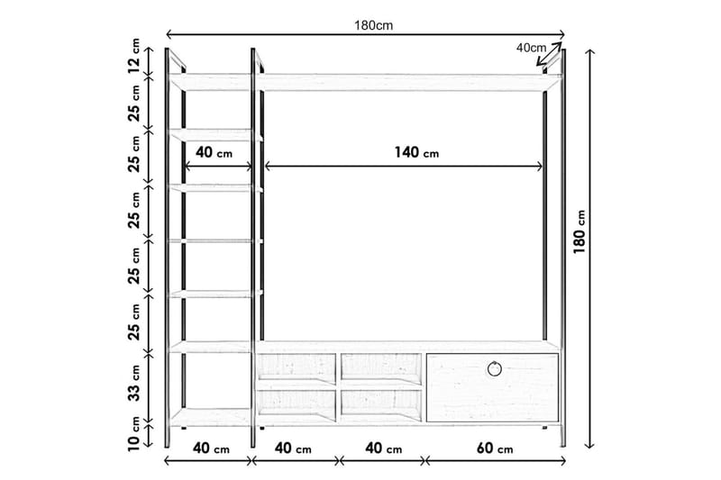 Tv-bänk Demirler 180 cm - Vit - TV bänk & mediabänk