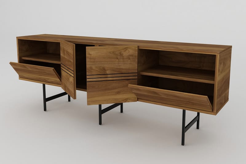 Tv-bänk Derine 180 cm - Mörkbrun/Svart - Möbler - TV- & Mediamöbler - TV bänk & mediabänk