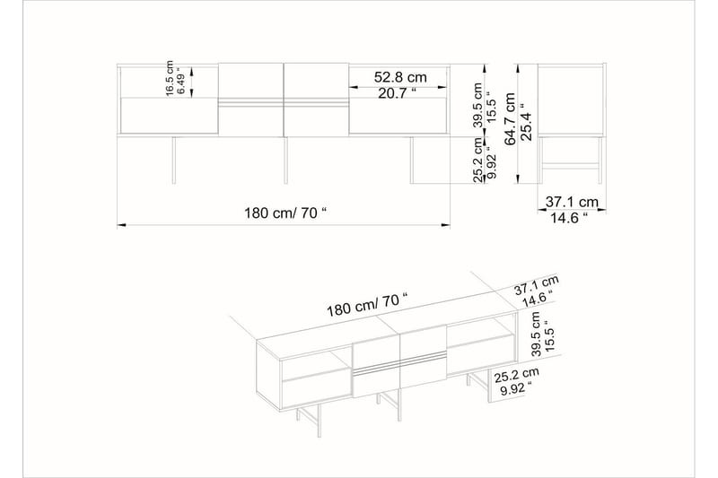 Tv-bänk Derine 180 cm - Vit - Möbler - TV- & Mediamöbler - TV bänk & mediabänk