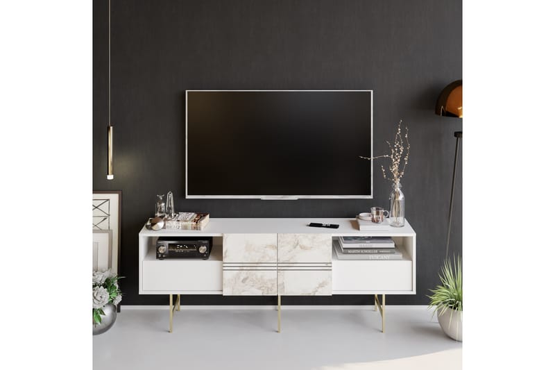 Tv-bänk Derine 180 cm - Vit - Möbler - TV- & Mediamöbler - TV bänk & mediabänk