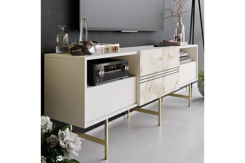 Tv-bänk Derine 180 cm - Vit - Möbler - TV- & Mediamöbler - TV bänk & mediabänk