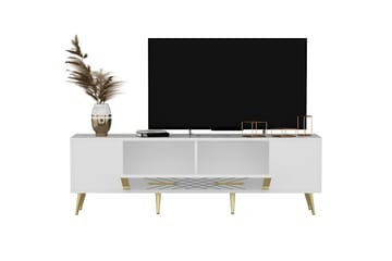 Tv-bänk Detas 150x35 cm Vit/Guld - Hanah Home - Möbler - TV- & Mediamöbler - TV bänk & mediabänk