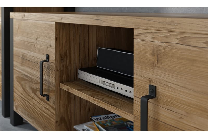 TV-bänk Dingelvik 147 cm - Svart|Trä|Natur - Möbler - TV- & Mediamöbler - TV bänk & mediabänk