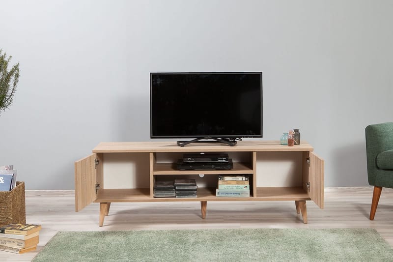 Tv-bänk Dirk 140 cm Panel - Brun - Möbler - TV- & Mediamöbler - TV bänk & mediabänk