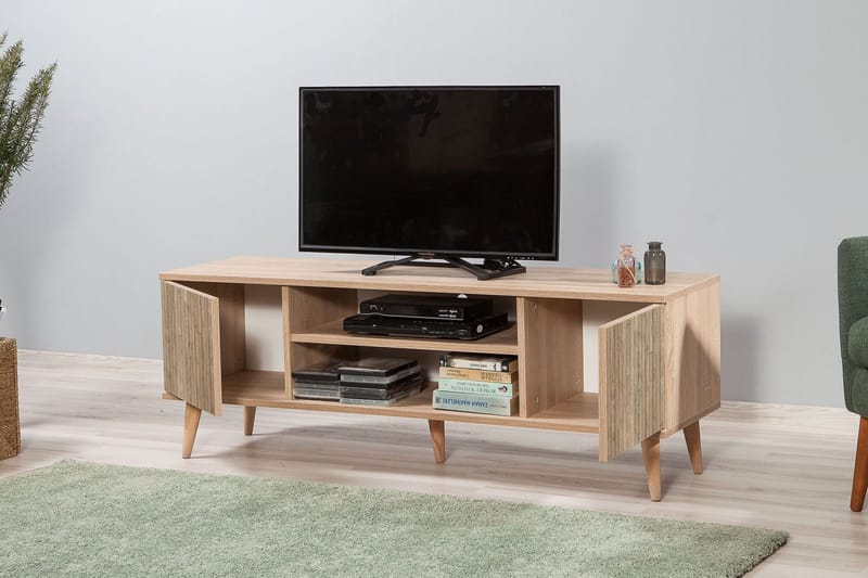 Tv-bänk Dirk 140 cm Panel - Brun - Möbler - TV- & Mediamöbler - TV bänk & mediabänk
