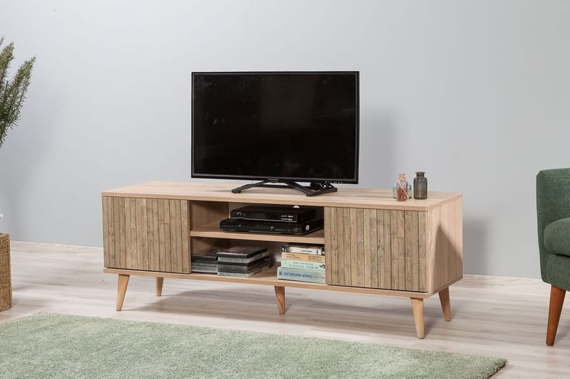 Tv-bänk Dirk 140 cm Panel - Brun - Möbler - TV- & Mediamöbler - TV bänk & mediabänk
