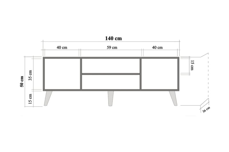 Tv-bänk Dirk 140 cm Panel - Brun - Möbler - TV- & Mediamöbler - TV bänk & mediabänk