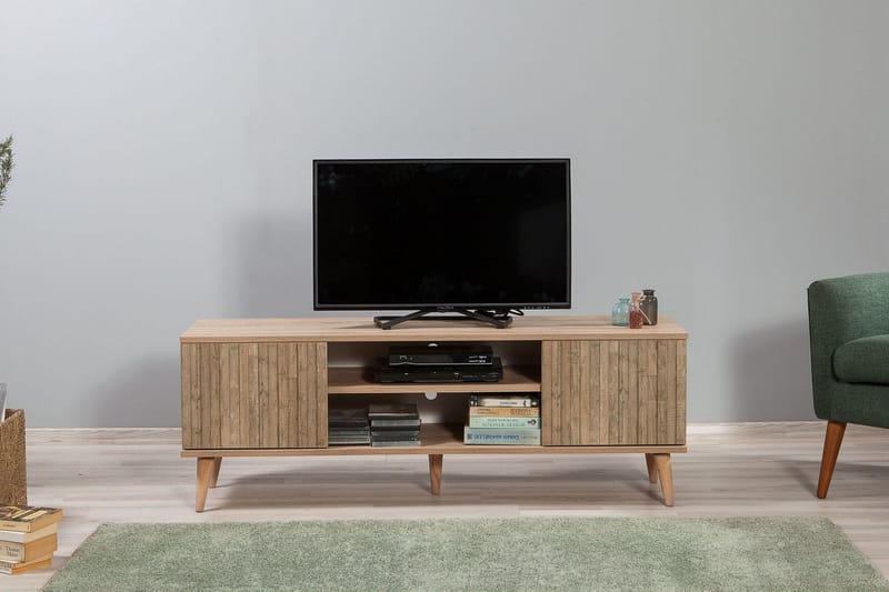 Tv-bänk Dirk 140 cm Panel - Brun - Möbler - TV- & Mediamöbler - TV bänk & mediabänk