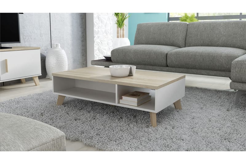 TV-bänk Dudley 110 cm - Vit/Ek - Möbler - TV- & Mediamöbler - TV bänk & mediabänk