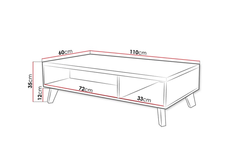 TV-bänk Dudley 110 cm - Vit/Ek - TV bänk & mediabänk