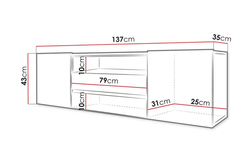 TV-bänk Dudley 137 cm - Vit - Möbler - TV- & Mediamöbler - TV bänk & mediabänk