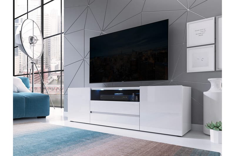 TV-bänk Dudley 137 cm - Vit - Möbler - TV- & Mediamöbler - TV bänk & mediabänk
