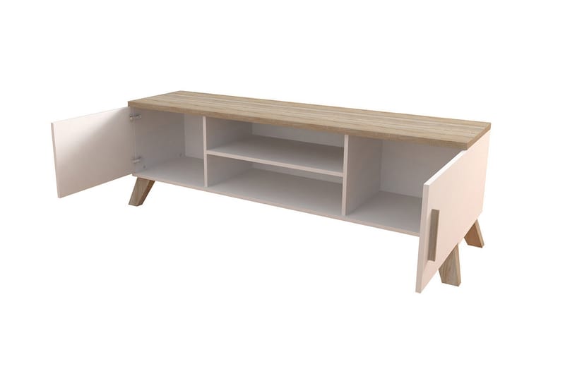 TV-bänk Dudley160 cm - Vit/Ek - Möbler - TV- & Mediamöbler - TV bänk & mediabänk