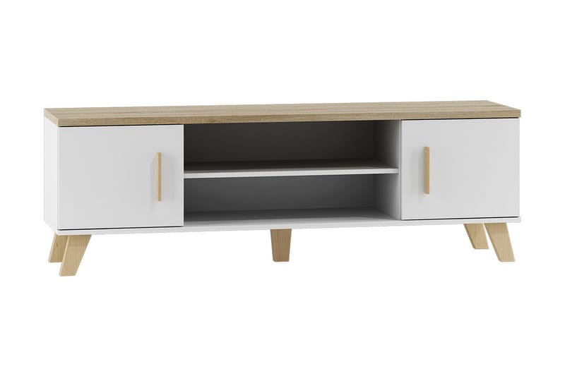 TV-bänk Dudley160 cm - Vit/Ek - Möbler - TV- & Mediamöbler - TV bänk & mediabänk