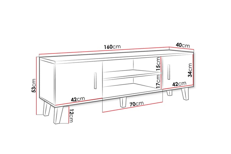 TV-bänk Dudley160 cm - Vit/Ek - TV bänk & mediabänk