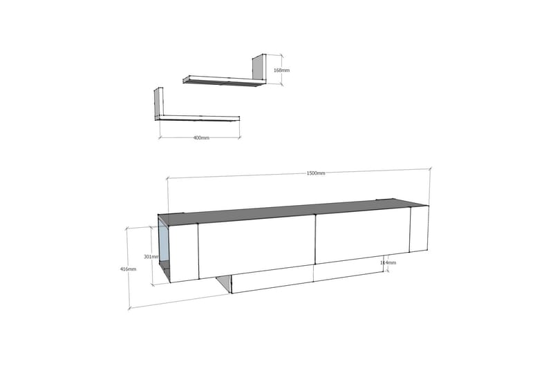 TV-Bänk Dumö 150 cm - Brun|Vit - Möbler - TV- & Mediamöbler - TV bänk & mediabänk