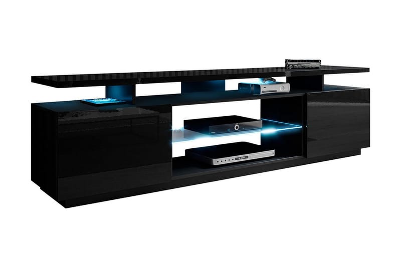 TV-bänk Eva 180 cm med LED - Svart - Möbler - TV- & Mediamöbler - TV bänk & mediabänk