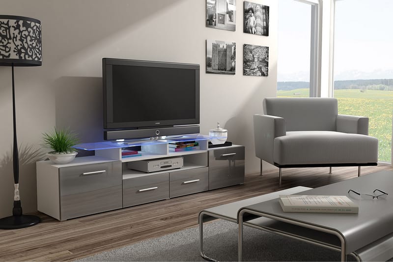TV-bänk Evora 194x39x39 cm - Beige/Grå - Möbler - TV- & Mediamöbler - TV bänk & mediabänk